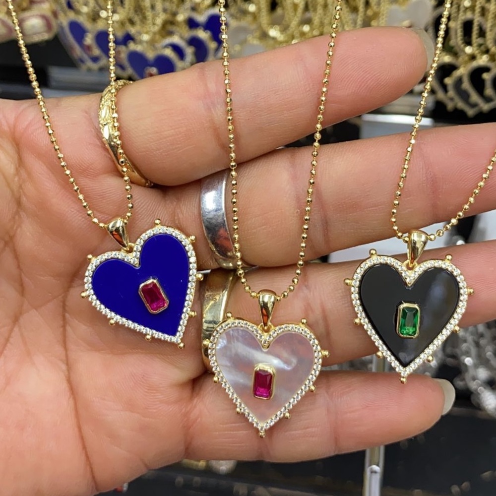 Heart necklace with gem stone